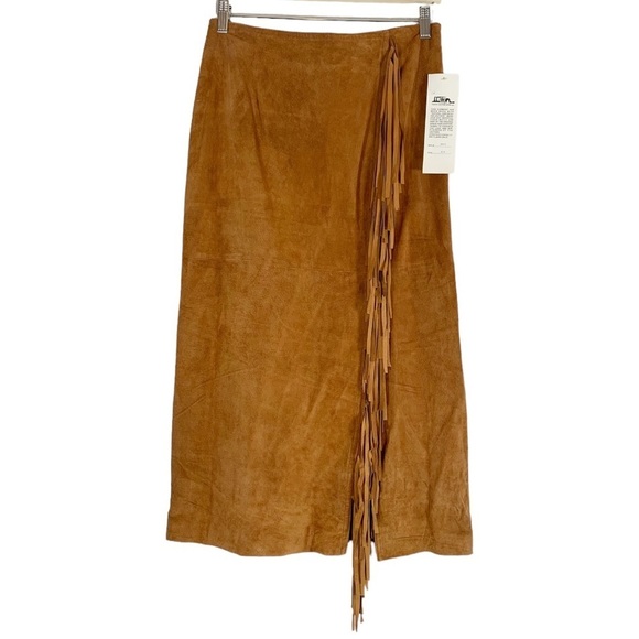 Comint Dresses & Skirts - Vintage COMINT Western Suede Leather Fringe Midi Skirt Size 9/10